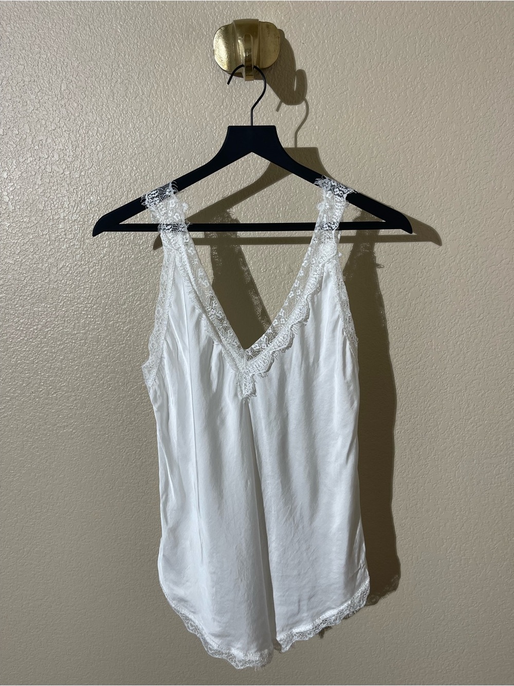 District White Lace-Trim V-Neck Camisole